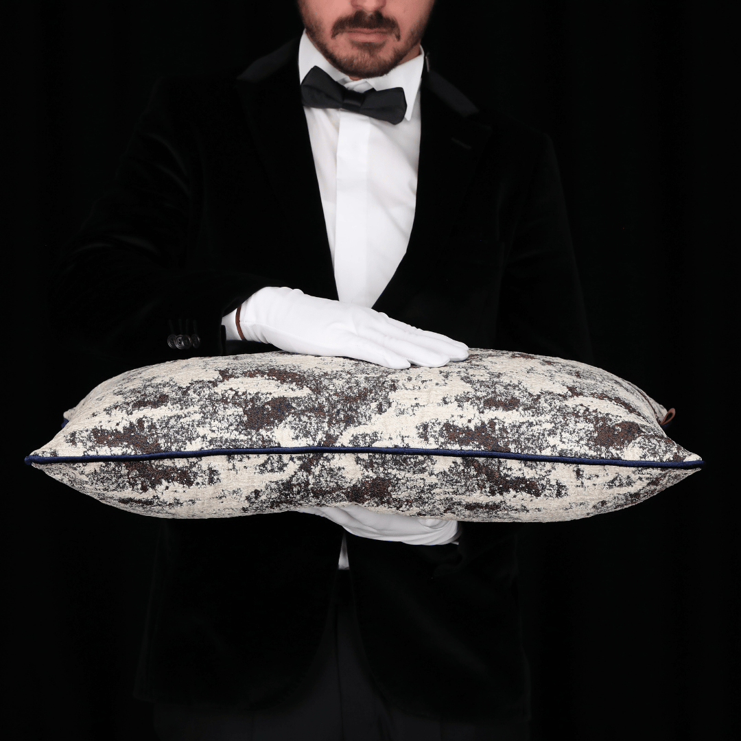 Vicente 35*65 Krem & Lacivert Viskon Kırlent