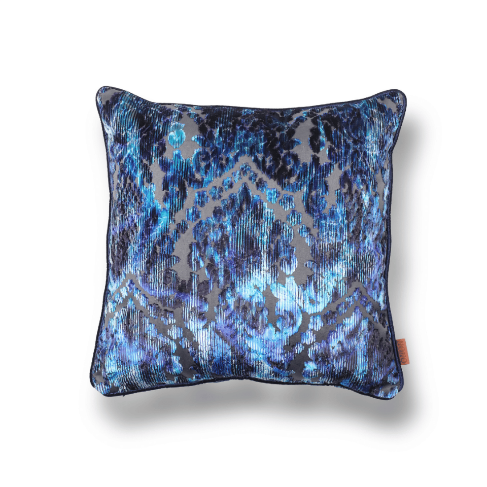 Celina Damask 50*50 Mavi Kadife Kırlent