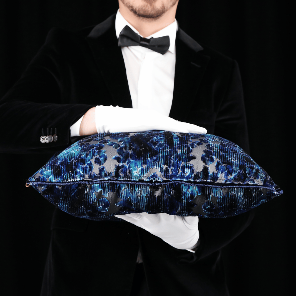 Celina Damask 50*50 Mavi Kadife Kırlent