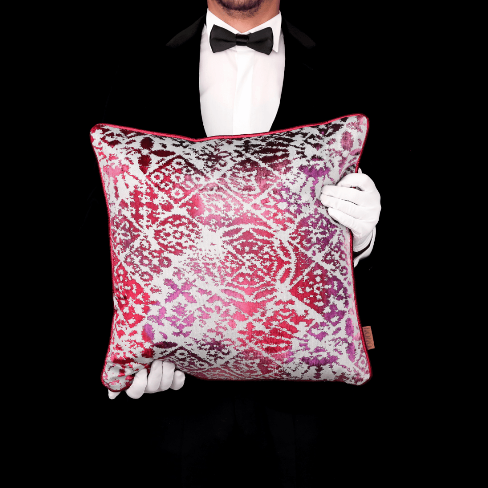 Oliva Geo 50*50 Kırmızı Kadife Kırlent