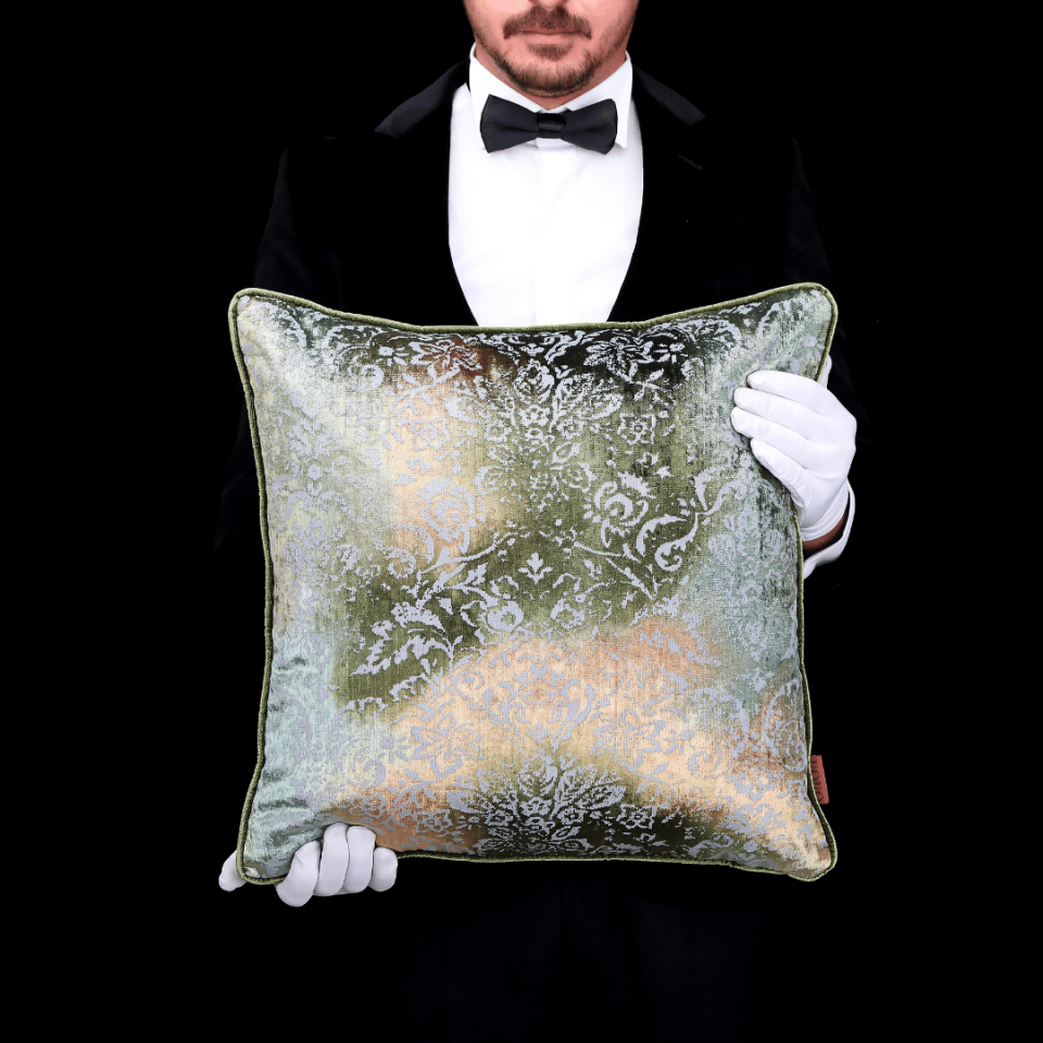 Oliva Damask 50*50 Yeşil Kadife Kırlent