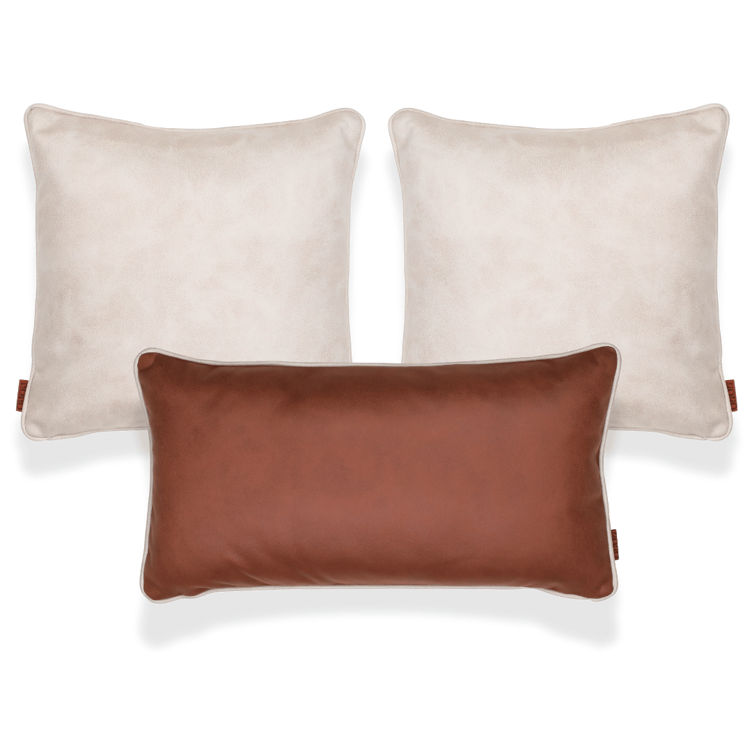 Country Krem & Taba Nubuk 3'lü Kırlent Seti