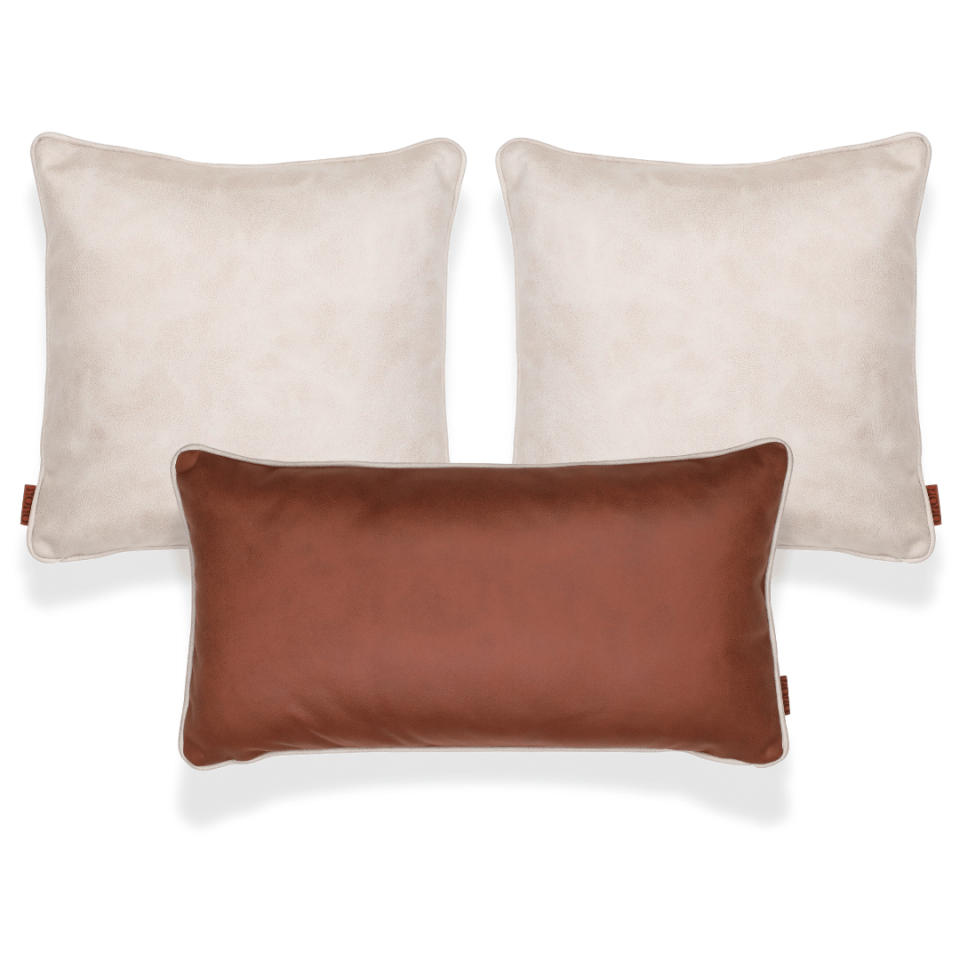 Country Krem & Taba Nubuk 3'lü Kırlent Seti