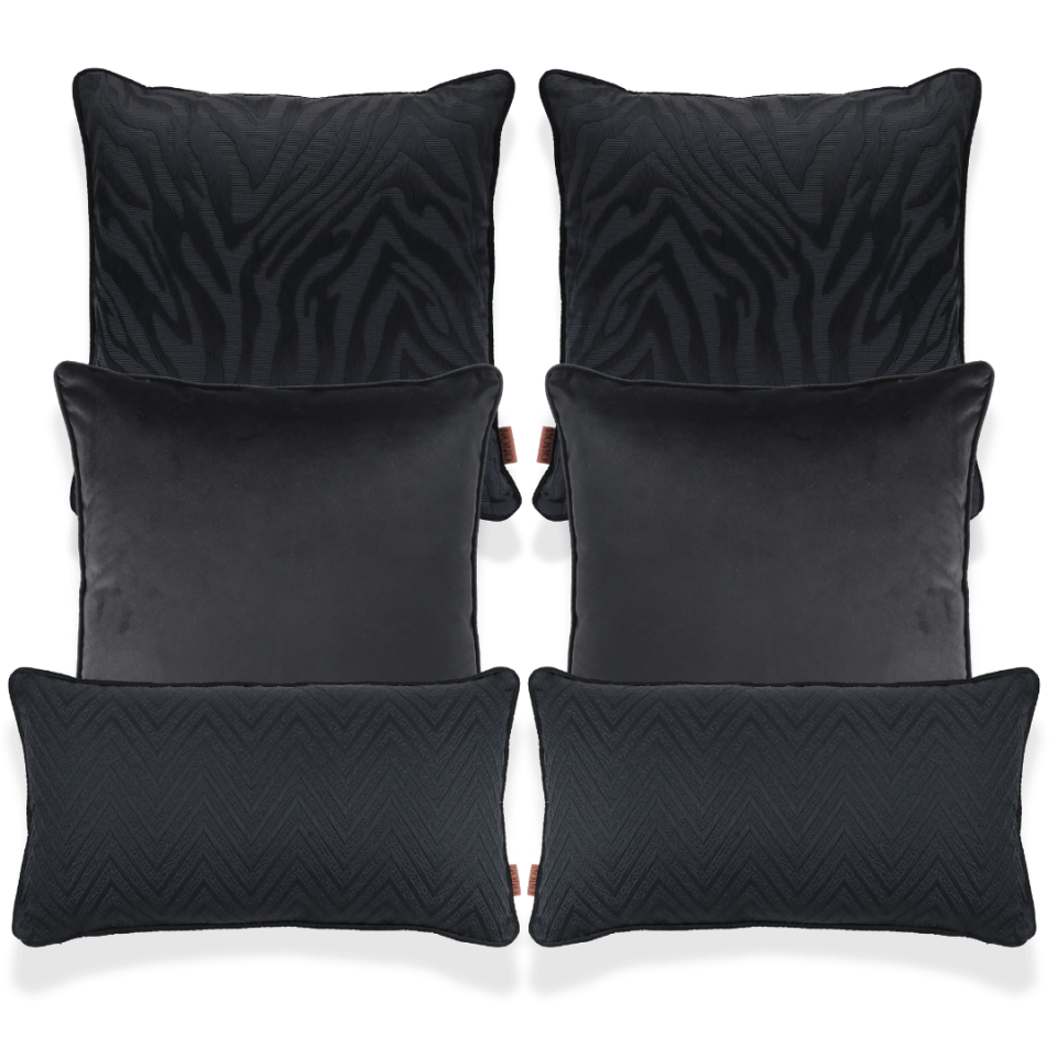 Frida & Fiona & Hit Siyah 6'lı Kırlent Seti