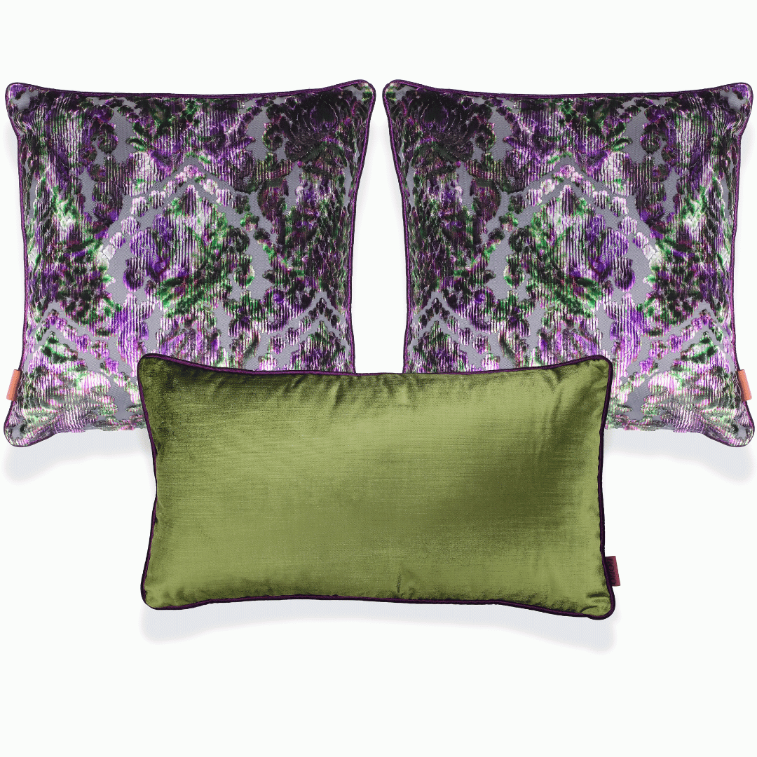 Celina & Aspen Yeşil Kadife 3'lü Kırlent Seti