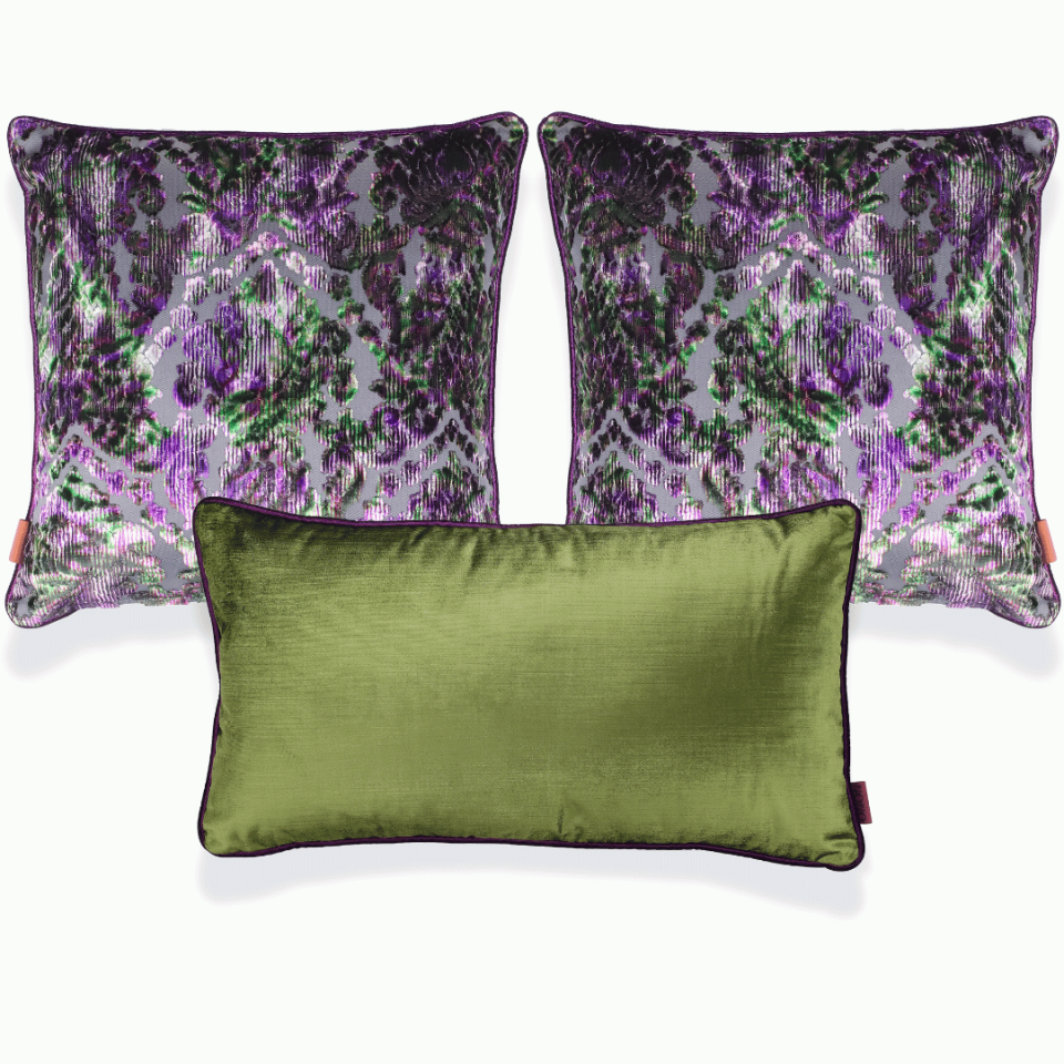 Celina & Aspen Yeşil Kadife 3'lü Kırlent Seti