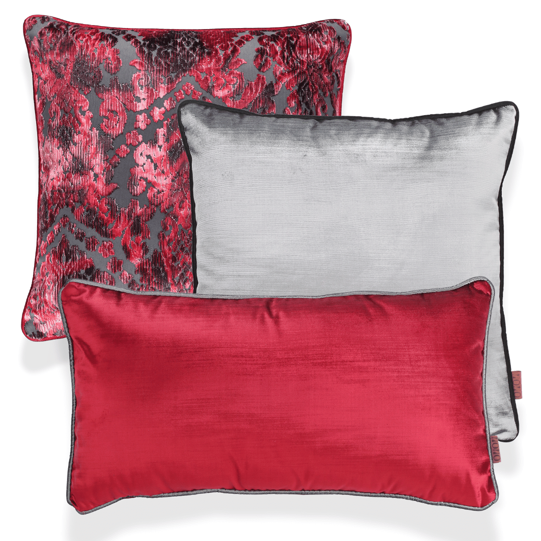 Celina & Aspen Kırmızı Kadife 3'lü Kırlent Seti