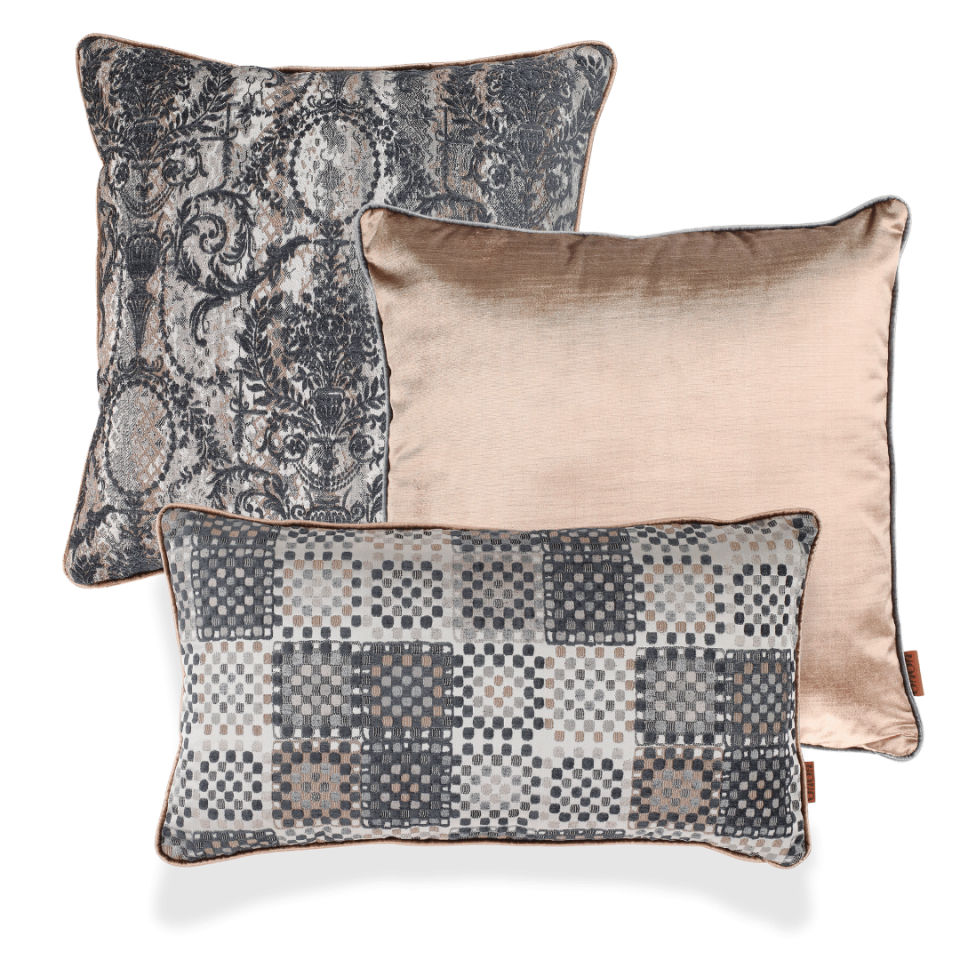 Vicente & Aspen Gri Viskon 3'lü Kırlent Seti