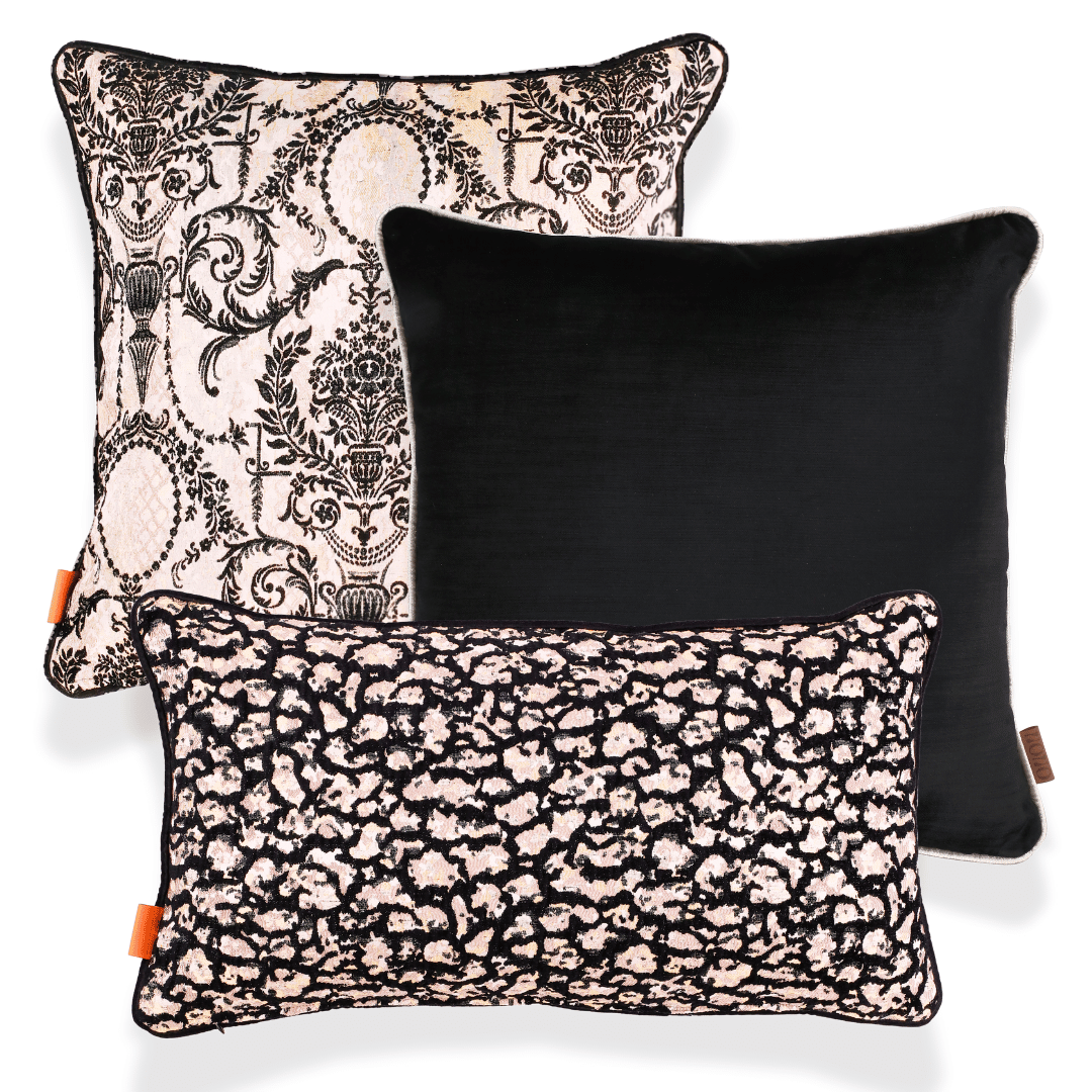 Vicente & Aspen Siyah Viskon 3'lü Kırlent Seti