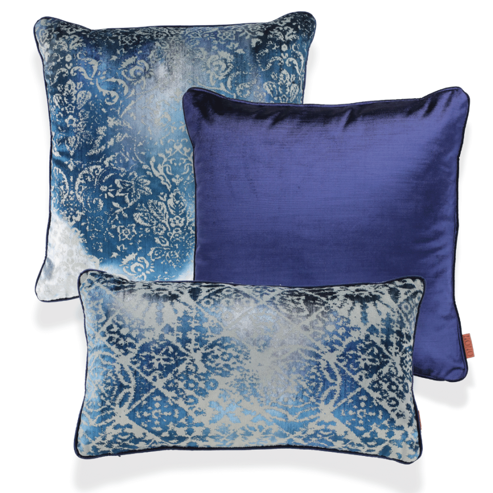 Oliva & Aspen Lacivert Kadife 3'lü Kırlent Seti