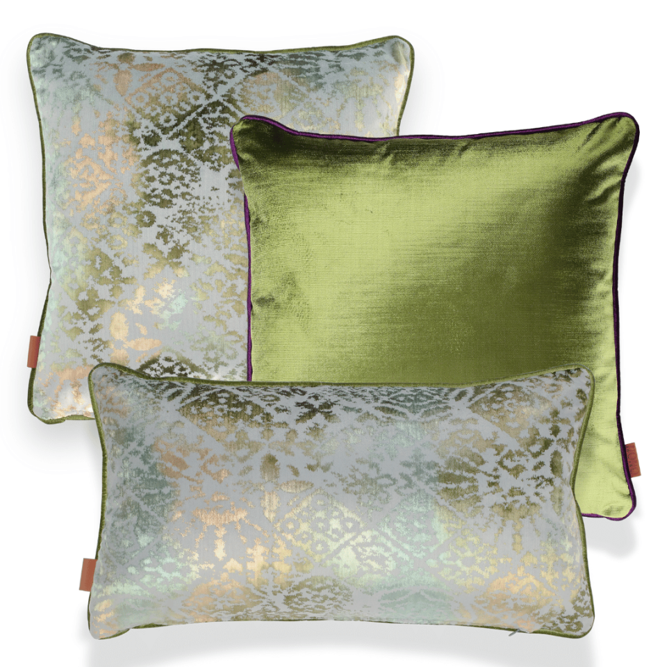 Oliva & Aspen Yeşil Kadife 3'lü Kırlent Seti