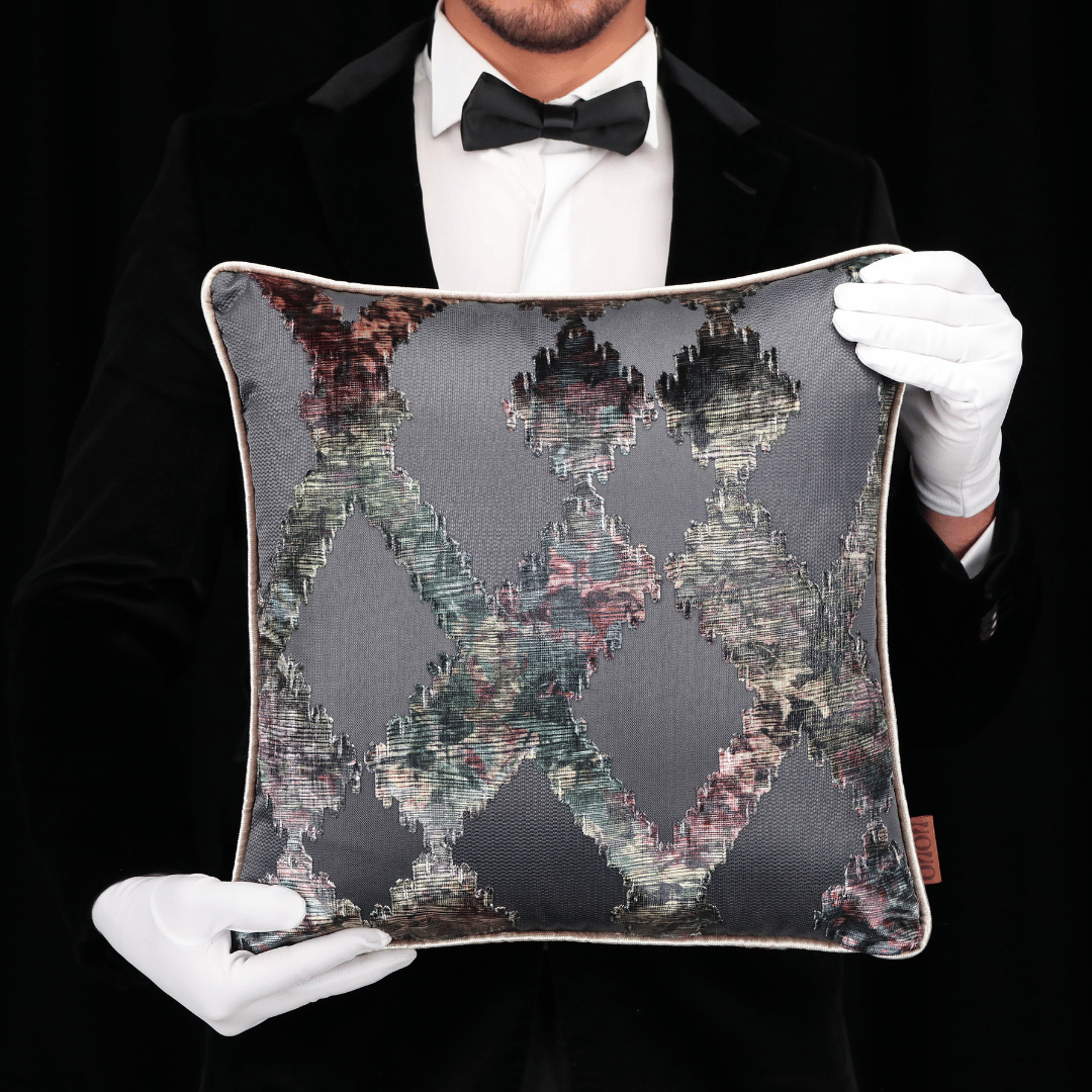 Celina Zigzag 45*45 Kahve Kadife Kırlent