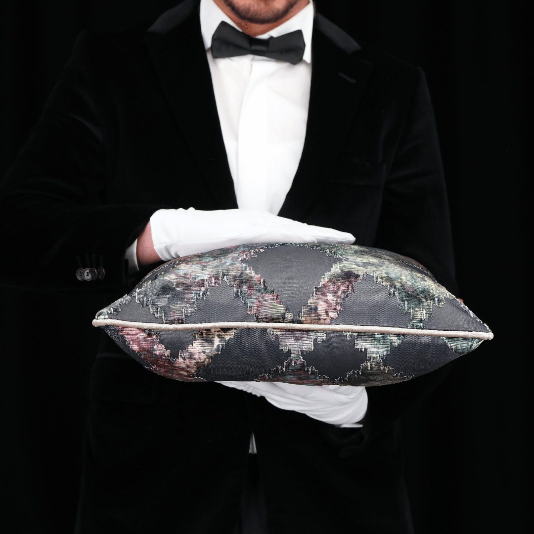 Celina Zigzag 45*45 Kahve Kadife Kırlent