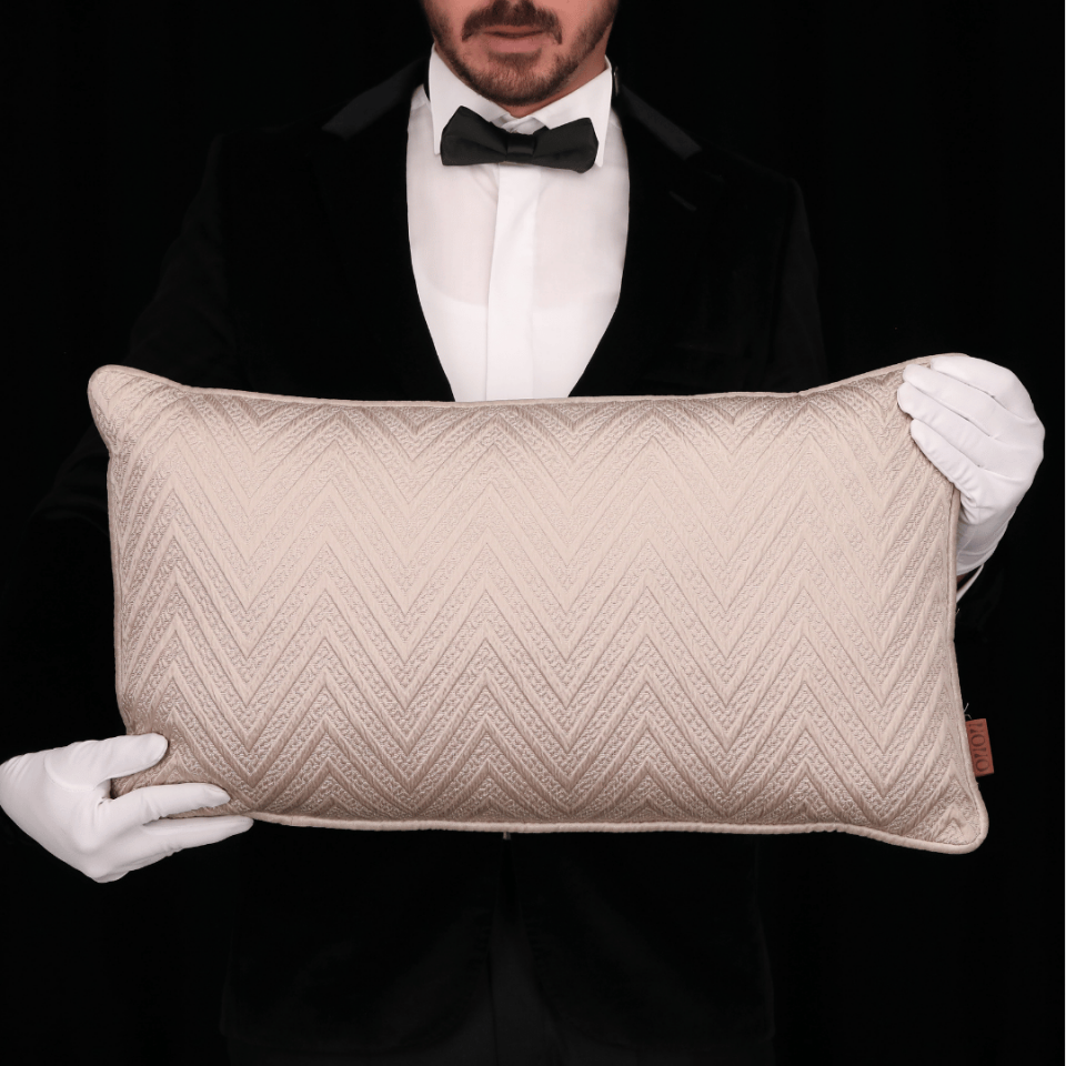 Fiona 35*65 Vizon Zigzag Saten Kırlent