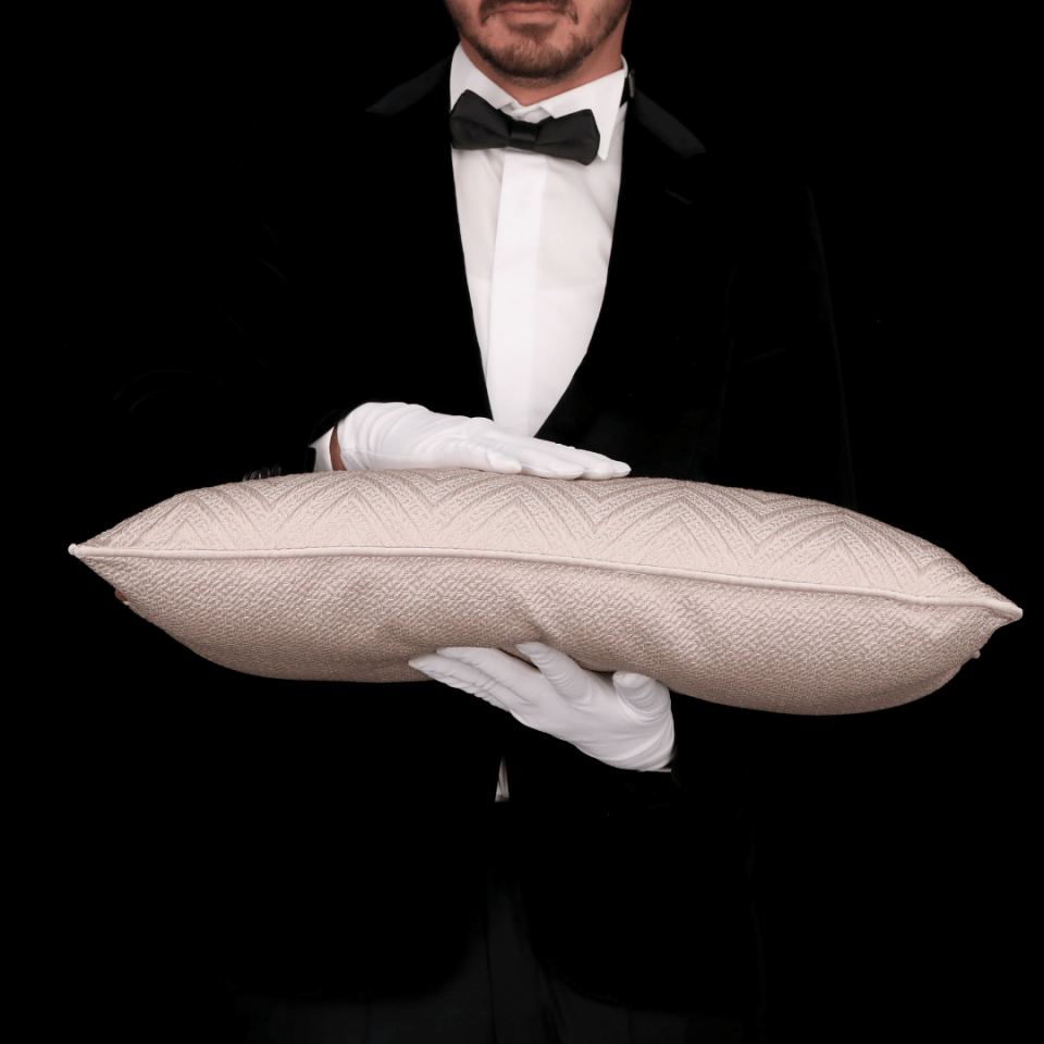 Fiona 35*65 Vizon Zigzag Saten Kırlent