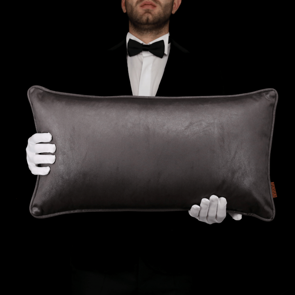 Lara 35*65 Koyu Gri Keten & Nubuk Kırlent