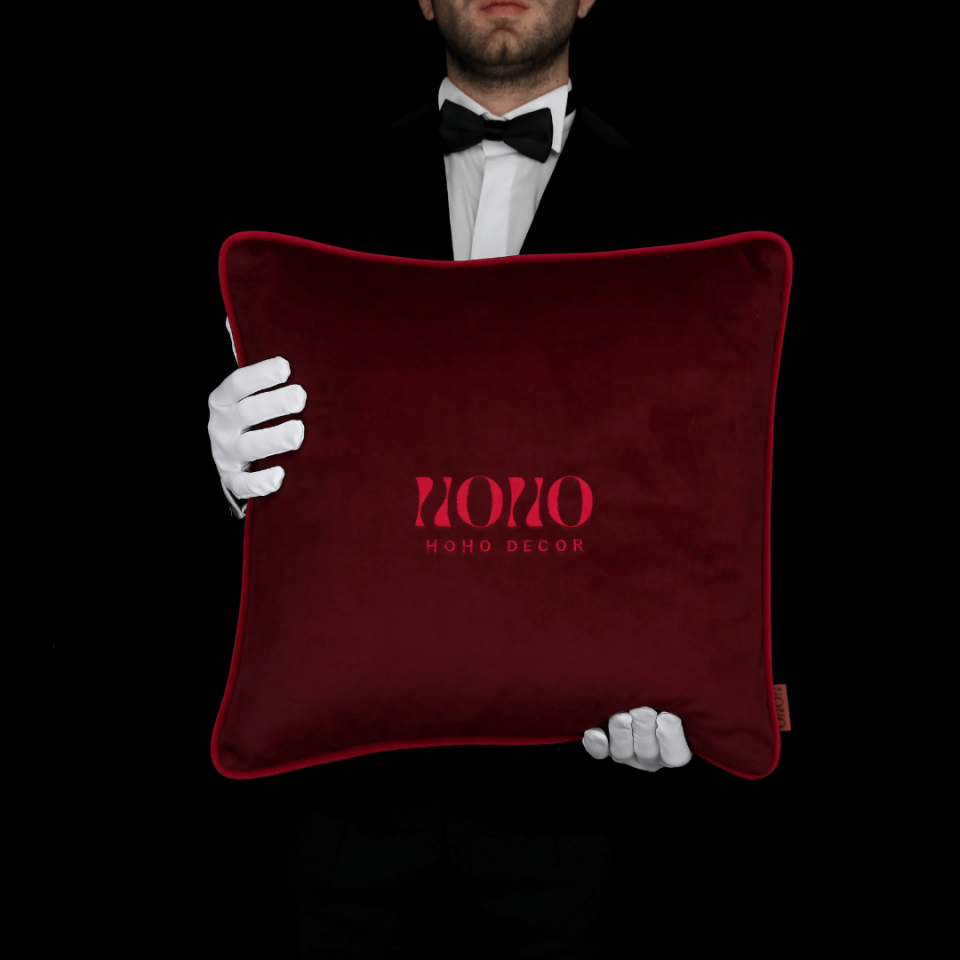 Bob 50*50 Bordo Kadife Kırlent