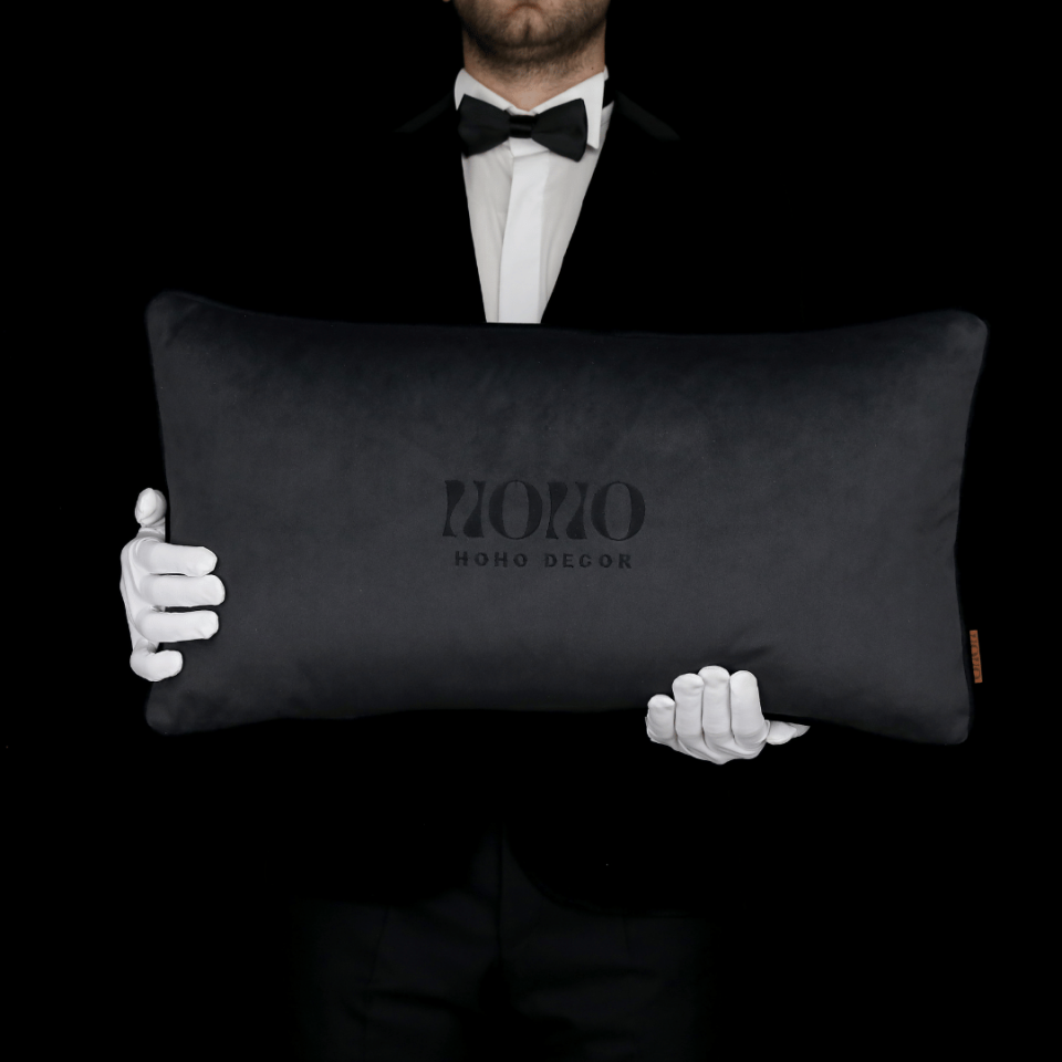 Bob 35*65 Koyu Gri Kadife Kırlent