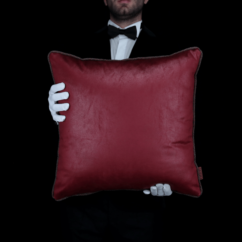 Lara & Nara Kırmızı & Gri Keten Nubuk 6'lı Kırlent Seti