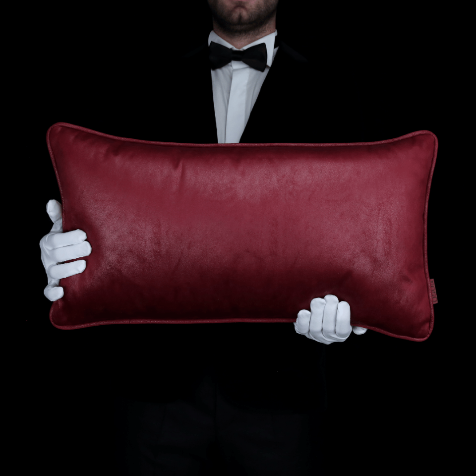 Lara & Nara Kırmızı & Gri Keten Nubuk 6'lı Kırlent Seti