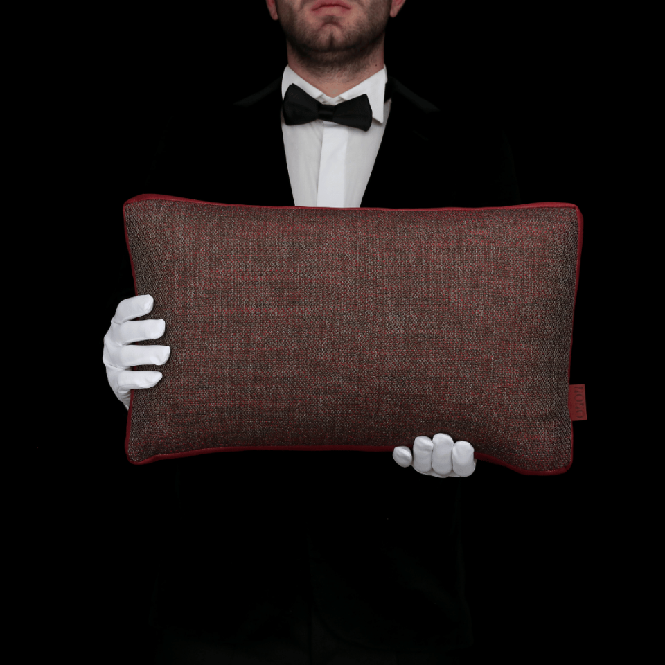 Lara & Nara Kırmızı & Gri Keten Nubuk 6'lı Kırlent Seti