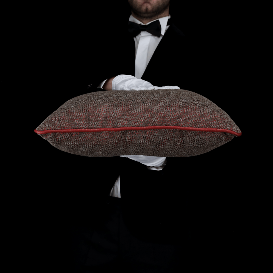 Lara & Nara Kırmızı & Gri Keten Nubuk 4'lü Kırlent Seti