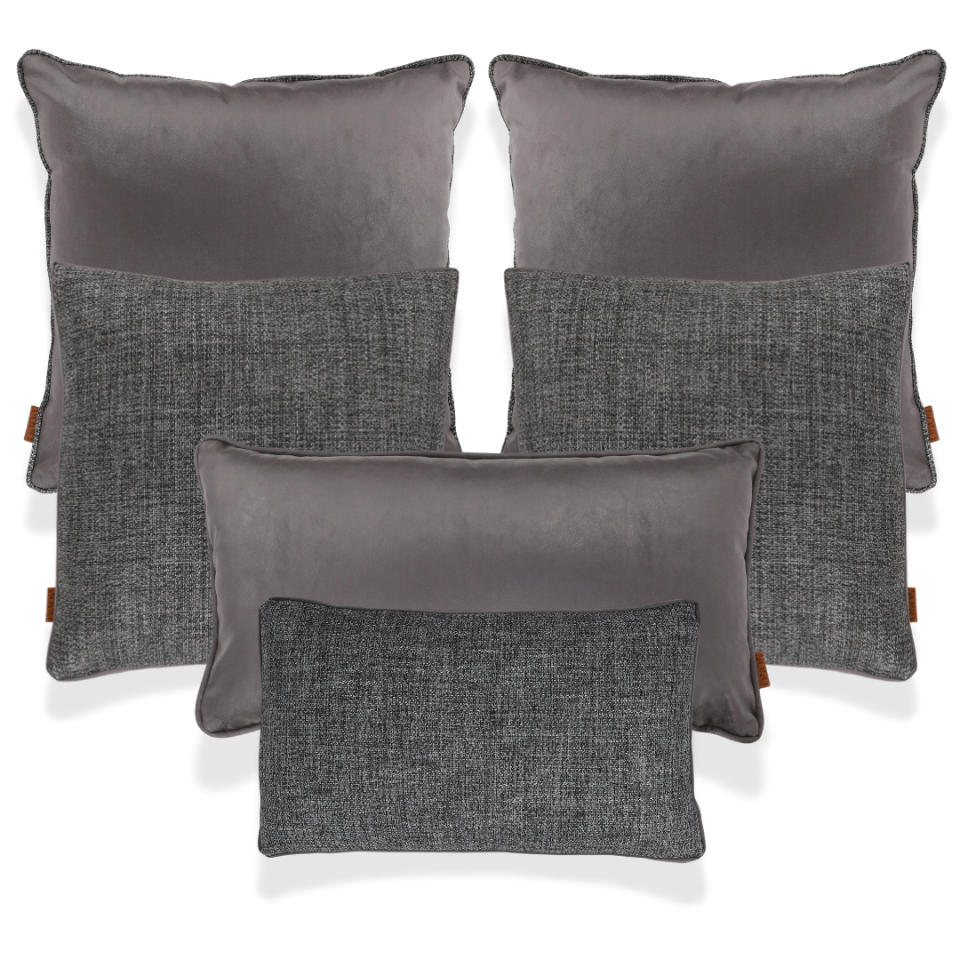 Lara & Nara Koyu Gri Keten Nubuk 6'lı Kırlent Seti