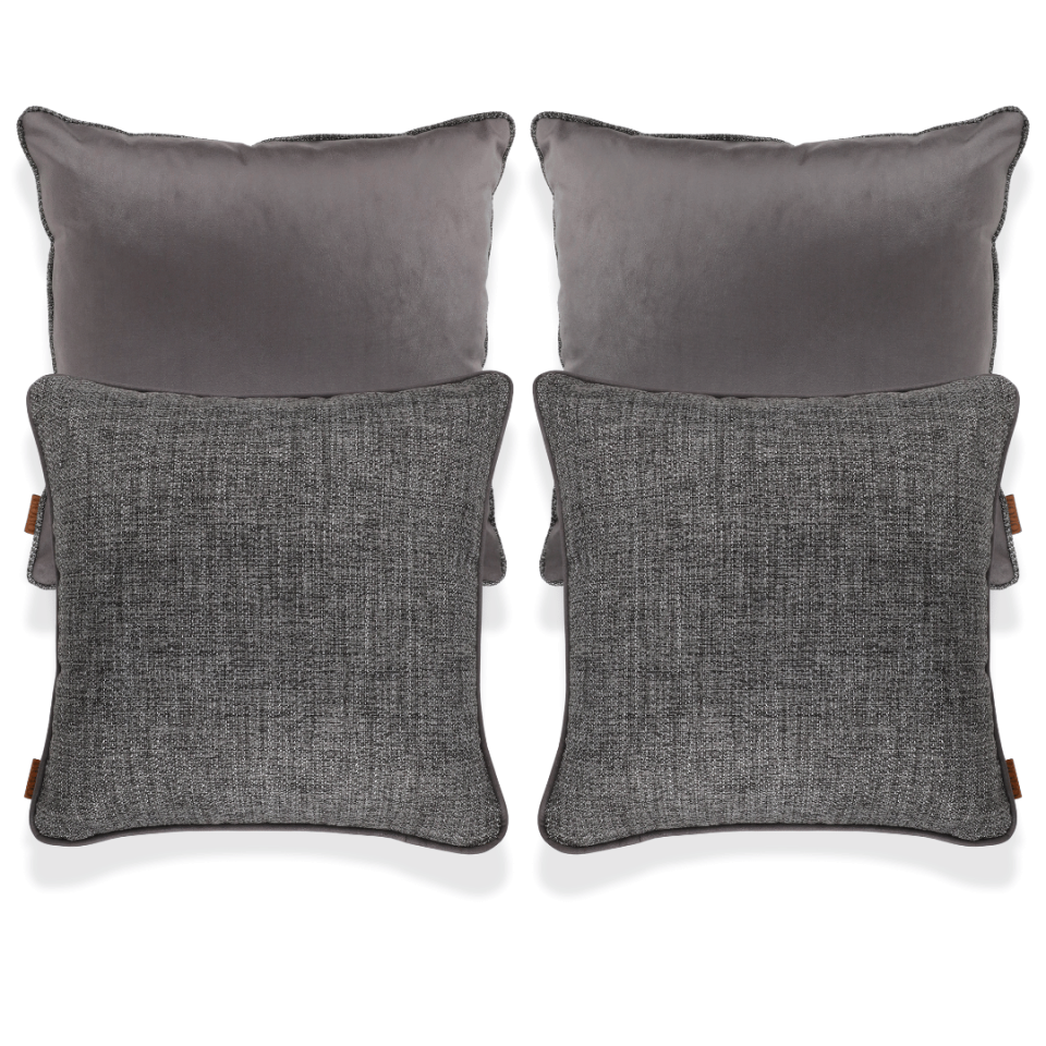 Lara & Nara Koyu Gri Keten Nubuk 4'lü Kırlent Seti