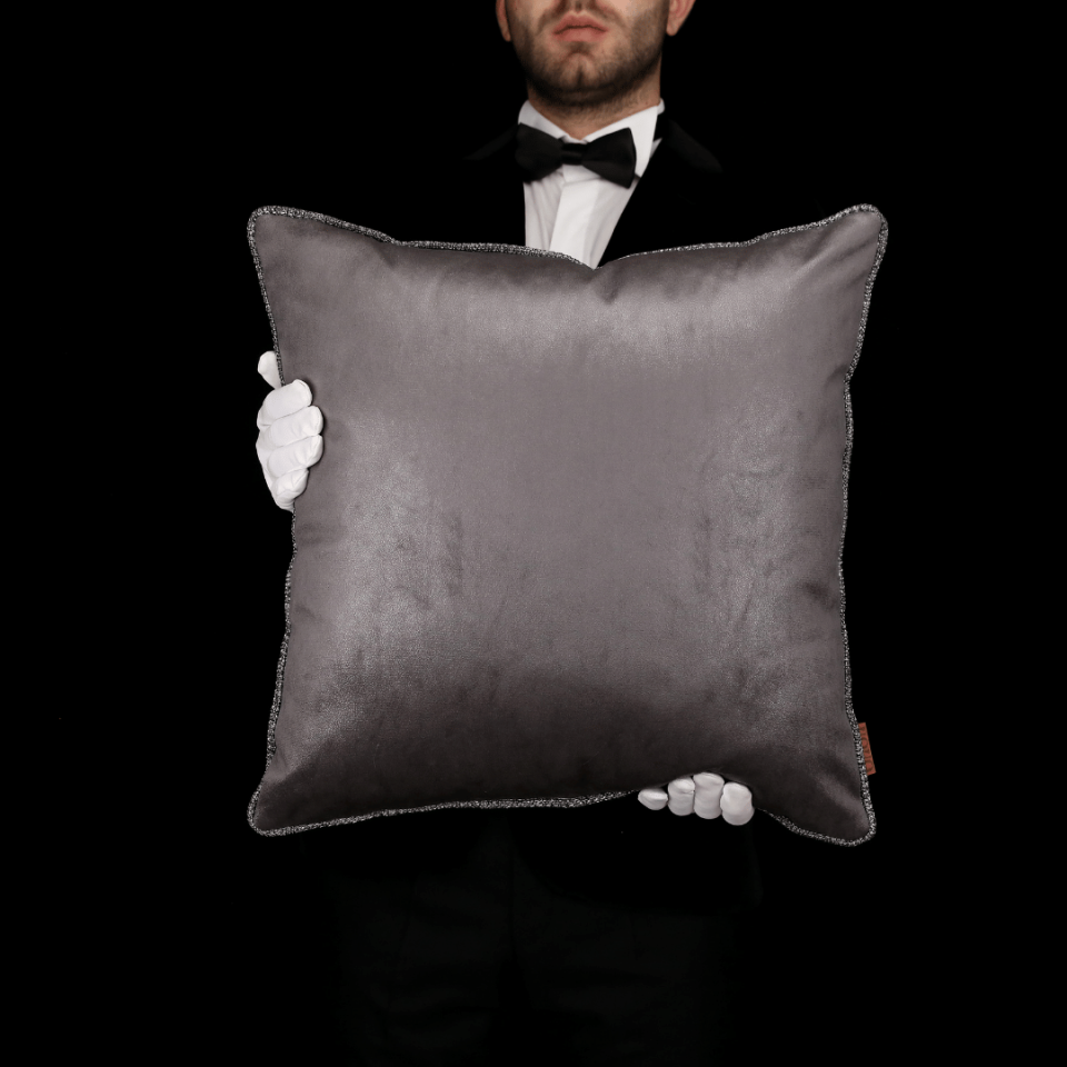 Lara & Nara Koyu Gri Keten Nubuk 4'lü Kırlent Seti