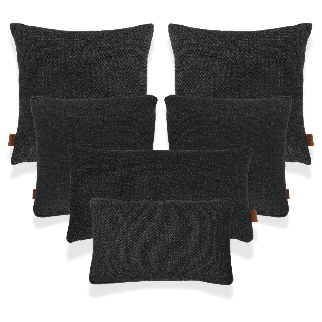 Mira Siyah Keten 6'lı Kırlent Seti