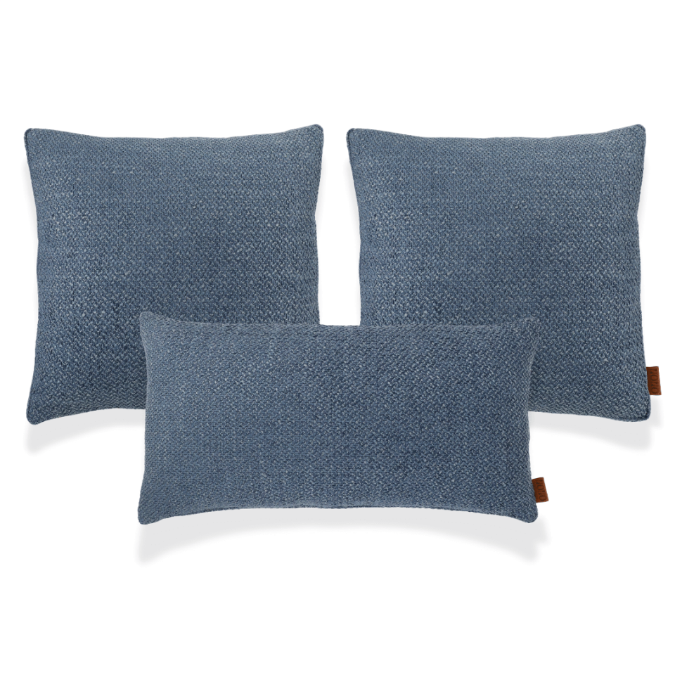 Mira Mavi Keten 3'lü Kırlent Seti